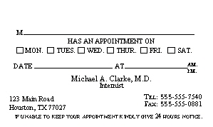 MA appointment card 1
